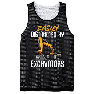 Kids Construction Vehicle Easily Distracted By Excavators Mesh Reversible Basketball Jersey Tank