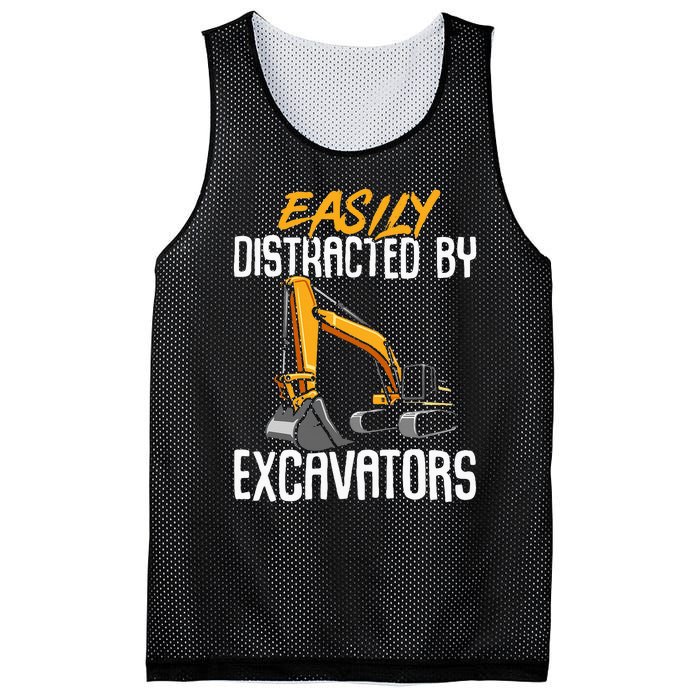 Kids Construction Vehicle Easily Distracted By Excavators Mesh Reversible Basketball Jersey Tank