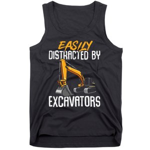 Kids Construction Vehicle Easily Distracted By Excavators Tank Top