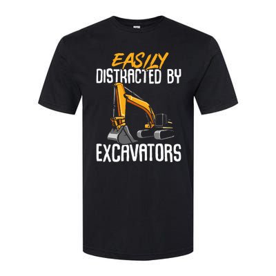 Kids Construction Vehicle Easily Distracted By Excavators Softstyle® CVC T-Shirt