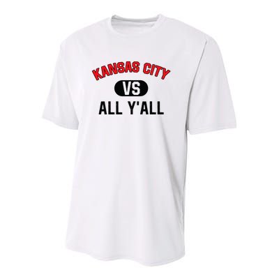 Kansas City Vs All YAll Funny Kansas City Youth Performance Sprint T-Shirt