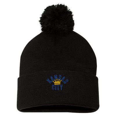 Kansas City Vintage Kc Blue & Yellow Cool Kansas City Locals Pom Pom 12in Knit Beanie