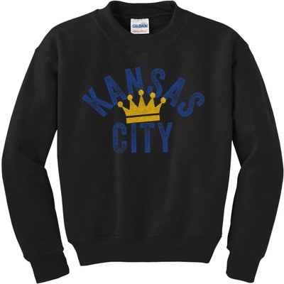 Kansas City Vintage Kc Blue & Yellow Cool Kansas City Locals Kids Sweatshirt