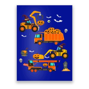 Kids Construction Vehicle Halloween Crane Truck Pumpkin Poster