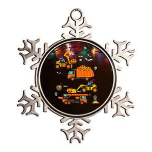 Kids Construction Vehicle Halloween Crane Truck Pumpkin Metallic Star Ornament