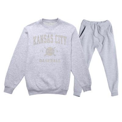 Kansas City Vintage Baseball Throwback Premium Crewneck Sweatsuit Set