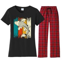 Koi Carp Vintage Koi Fish Women's Flannel Pajama Set