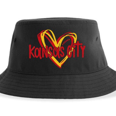 Kansas City Vintage Love Heart KC valentine day Sustainable Bucket Hat