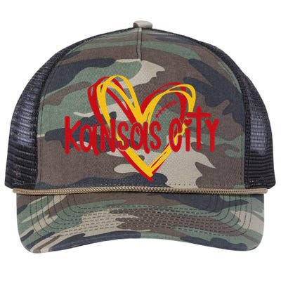 Kansas City Vintage Love Heart KC valentine day Retro Rope Trucker Hat Cap