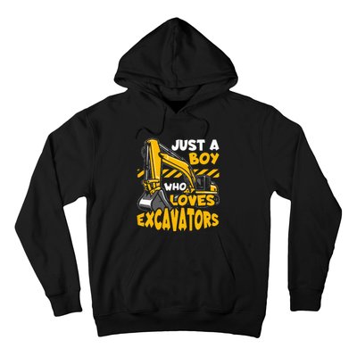 Kids Construction Vehicle Just A Boy Who Loves Excavators Hoodie