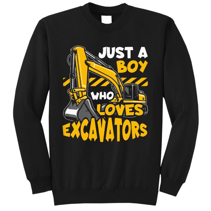 Kids Construction Vehicle Just A Boy Who Loves Excavators Sweatshirt