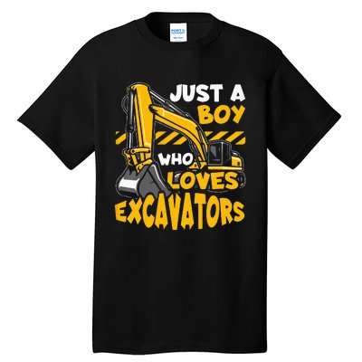 Kids Construction Vehicle Just A Boy Who Loves Excavators Tall T-Shirt