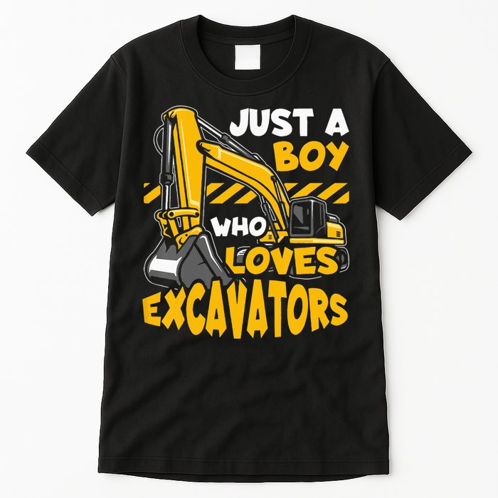 Kids Construction Vehicle Just A Boy Who Loves Excavators Tall T-Shirt