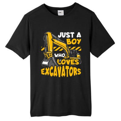 Kids Construction Vehicle Just A Boy Who Loves Excavators Tall Fusion ChromaSoft Performance T-Shirt