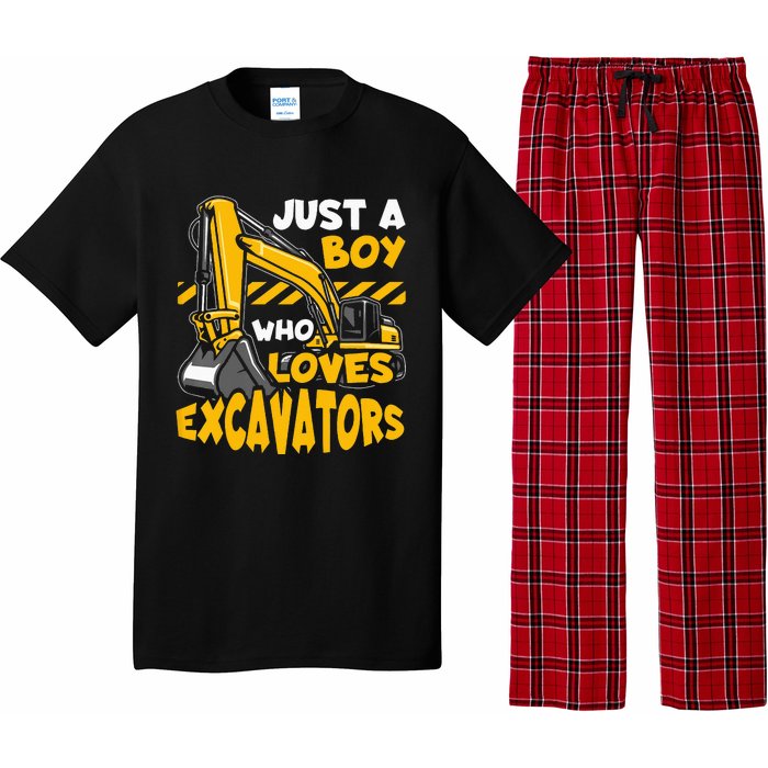 Kids Construction Vehicle Just A Boy Who Loves Excavators Pajama Set