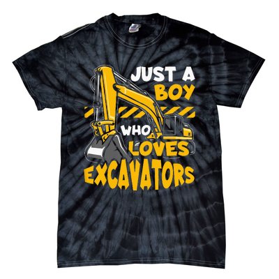 Kids Construction Vehicle Just A Boy Who Loves Excavators Tie-Dye T-Shirt