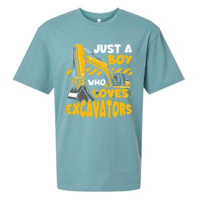 Kids Construction Vehicle Just A Boy Who Loves Excavators Sueded Cloud Jersey T-Shirt