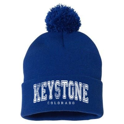 Keystone Colorado Vintage Retro Us City State Travel Meaningful Gift Pom Pom 12in Knit Beanie