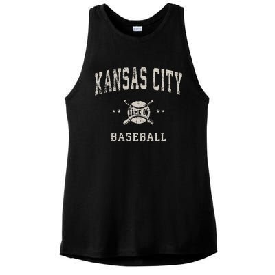 Kansas City Vintage Baseball Throwback Retro Design Ladies PosiCharge Tri-Blend Wicking Tank