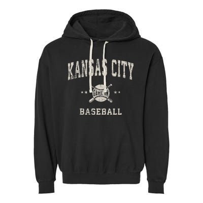 Kansas City Vintage Baseball Throwback Retro Design Garment-Dyed Fleece Hoodie