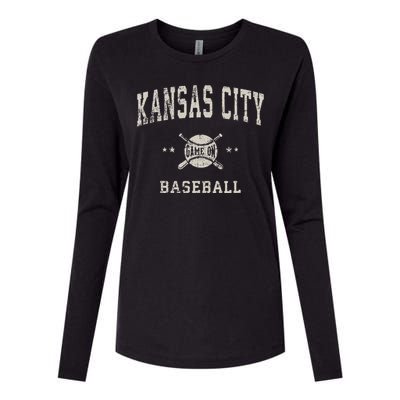 Kansas City Vintage Baseball Throwback Retro Design Womens Cotton Relaxed Long Sleeve T-Shirt