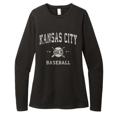 Kansas City Vintage Baseball Throwback Retro Design Womens CVC Long Sleeve Shirt