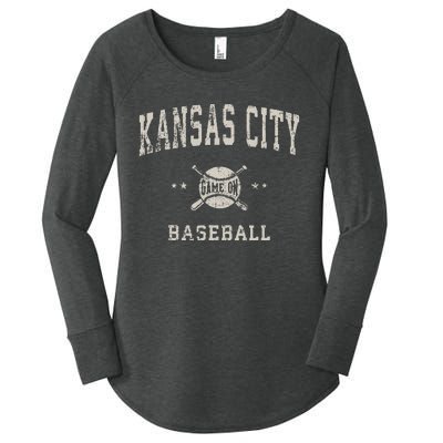 Kansas City Vintage Baseball Throwback Retro Design Women's Perfect Tri Tunic Long Sleeve Shirt