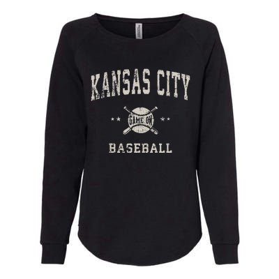 Kansas City Vintage Baseball Throwback Retro Design Womens California Wash Sweatshirt