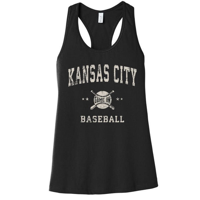 Kansas City Vintage Baseball Throwback Retro Design Women's Racerback Tank