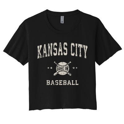 Kansas City Vintage Baseball Throwback Retro Design Crop Top