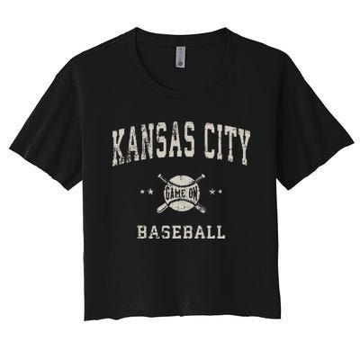 Kansas City Vintage Baseball Throwback Retro Design Women's Crop Top Tee