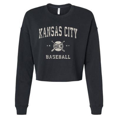 Kansas City Vintage Baseball Throwback Retro Design Cropped Pullover Crew