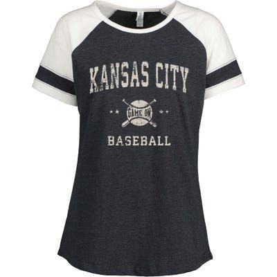 Kansas City Vintage Baseball Throwback Retro Design Enza Ladies Jersey Colorblock Tee