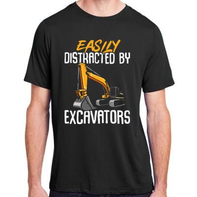 Kids Construction Vehicle Easily Distracted By Excavators Adult ChromaSoft Performance T-Shirt