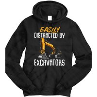 Kids Construction Vehicle Easily Distracted By Excavators Tie Dye Hoodie