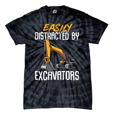 Kids Construction Vehicle Easily Distracted By Excavators Tie-Dye T-Shirt