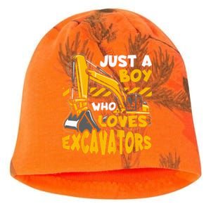 Kids Construction Vehicle Just A Who Loves Excavators Kati - Camo Knit Beanie