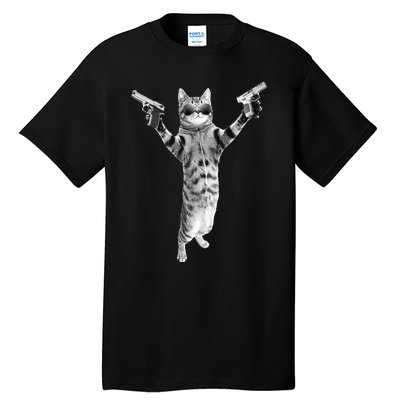 Kitty Cat With Gun Birthday And Halloween Cat Costume Tall T-Shirt