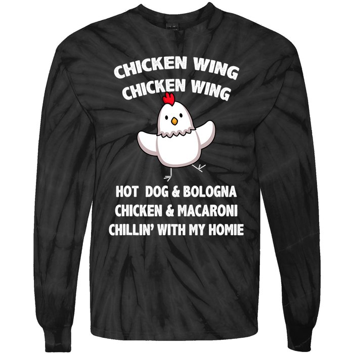 Kids Chicken Wing Chicken Wing Hot Dog And Bologna Toddlers Tie-Dye Long Sleeve Shirt