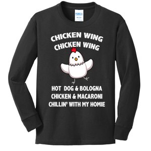 Kids Chicken Wing Chicken Wing Hot Dog And Bologna Toddlers Kids Long Sleeve Shirt