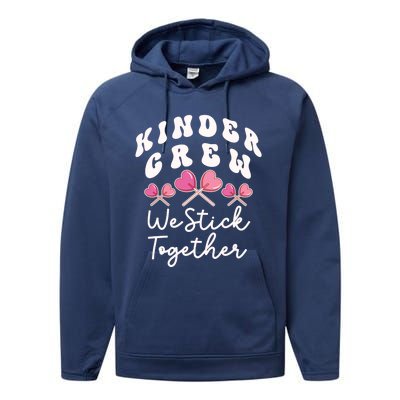 Kinder Crew We Stick Together Kindergarten Has Heart Teacher Gift Performance Fleece Hoodie