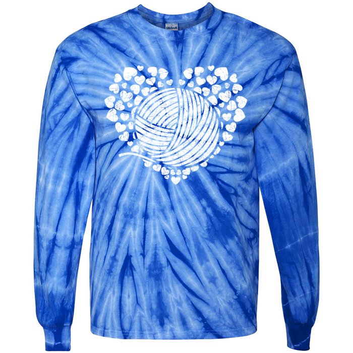 Knit Crocheter Yarn Knitter Crocheting Lover Heart Knitting Cool Gift Tie-Dye Long Sleeve Shirt