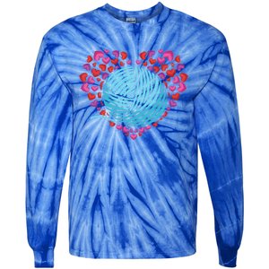 Knit Crocheter Yarn Knitter Crocheting Lover Heart Knitting Great Gift Tie-Dye Long Sleeve Shirt