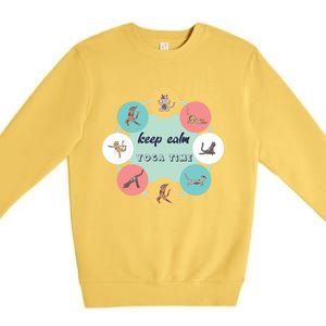 Keep Calm Yoga Time Gift Premium Crewneck Sweatshirt