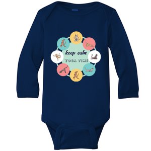 Keep Calm Yoga Time Gift Baby Long Sleeve Bodysuit