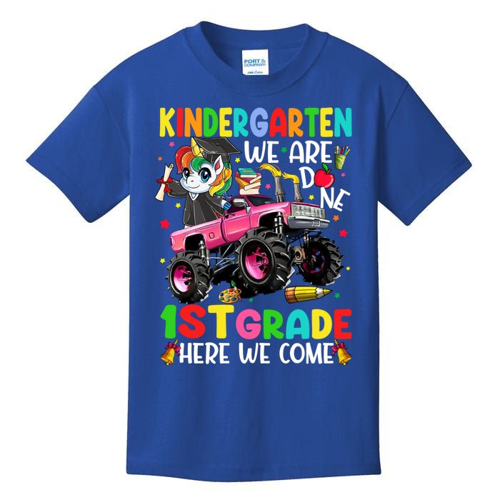 Kindergarten Done 1St Grade Here We Come Unicorn Graduation Gift Kids T-Shirt