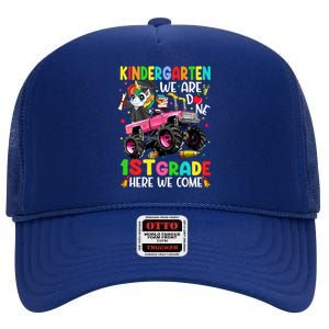 Kindergarten Done 1St Grade Here We Come Unicorn Graduation Gift High Crown Mesh Back Trucker Hat