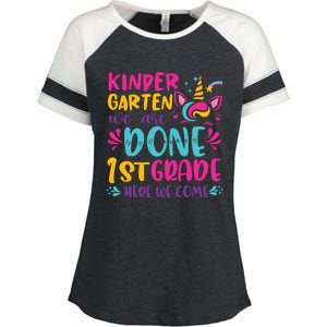 Kindergarten Done 1st Grade Last Day Of School Graduation Enza Ladies Jersey Colorblock Tee