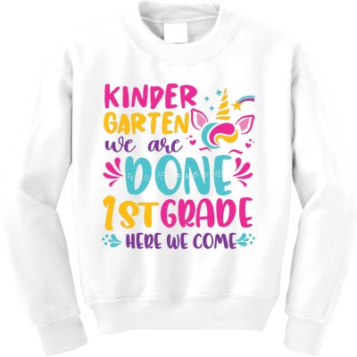 Kindergarten Done 1st Grade Last Day Of School Graduation Kids Sweatshirt