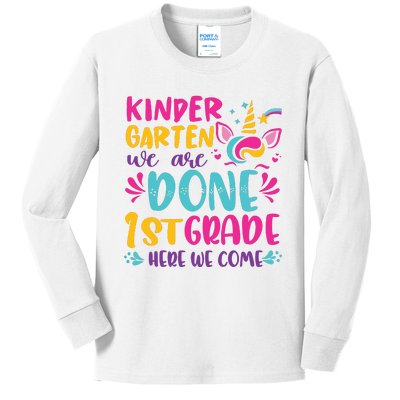 Kindergarten Done 1st Grade Last Day Of School Graduation Kids Long Sleeve Shirt